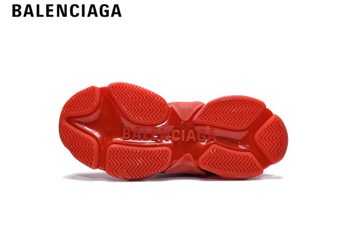 Balenciaga Triple S men's shoes women sneakers ¡ª All Red, Clear Sole
