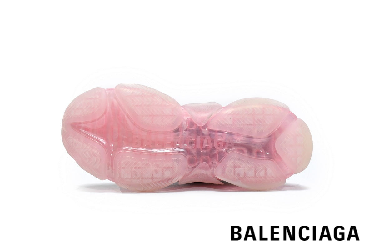 Balenciaga Triple S men's shoes women sneakers ¨C White, Pink & Clear Sole