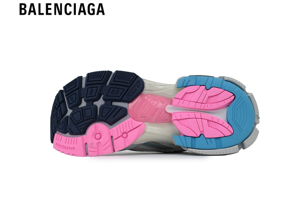 Balenciaga Runner Sneaker ¡ª White Mesh & Silver Multi-Color Line Overlays