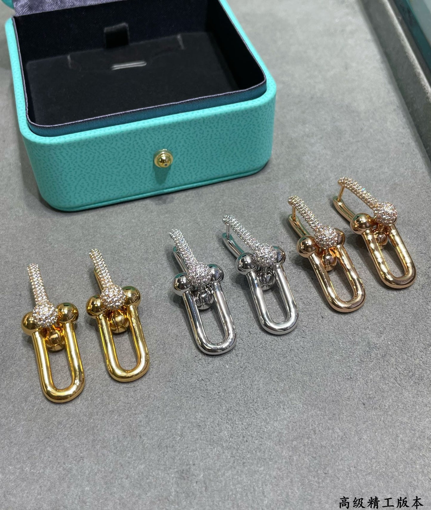 Tiffany HardWear Large Link Diamonds 18K Gold Earrings
