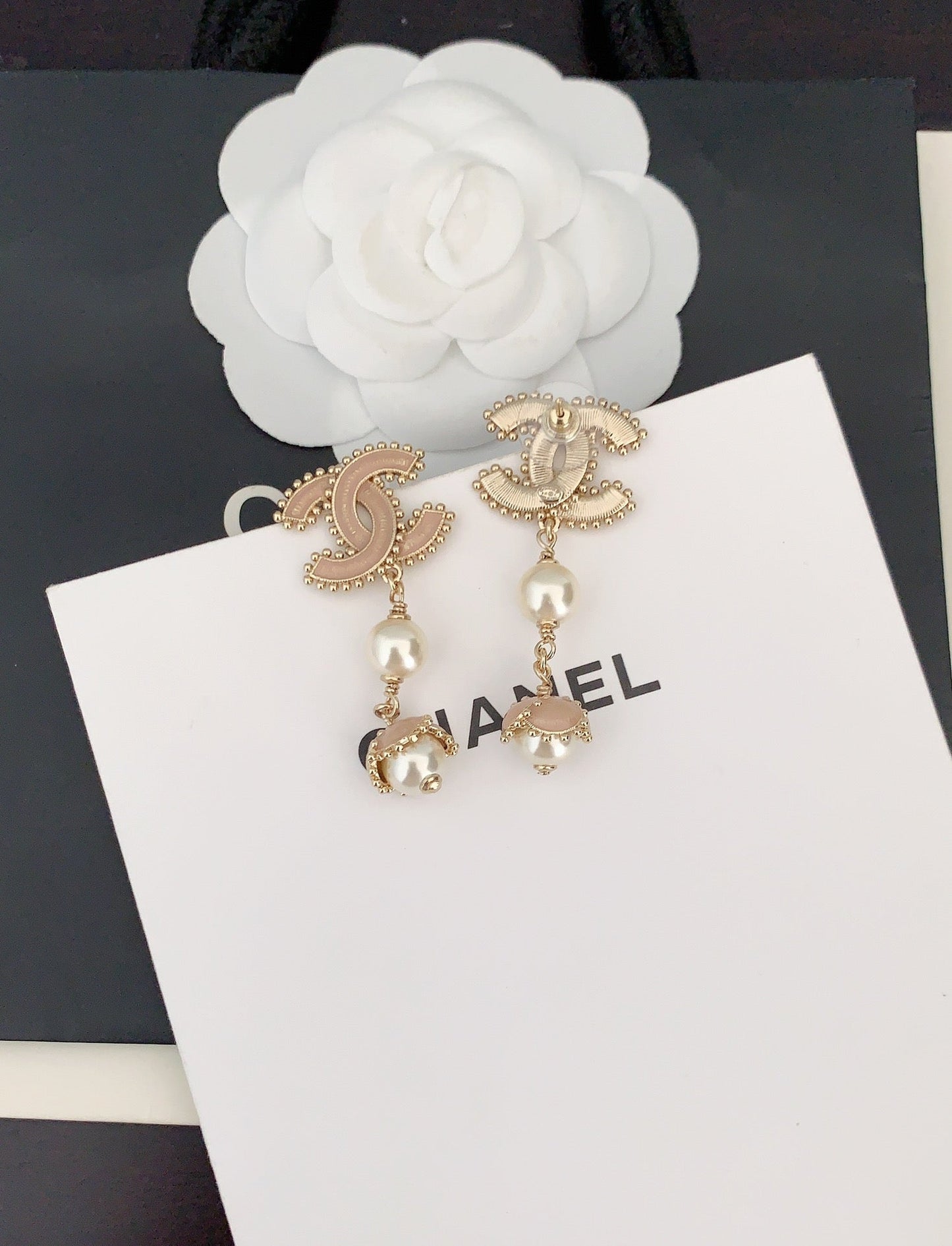 Chanel Pearl Crystals 18K Gold Earrings