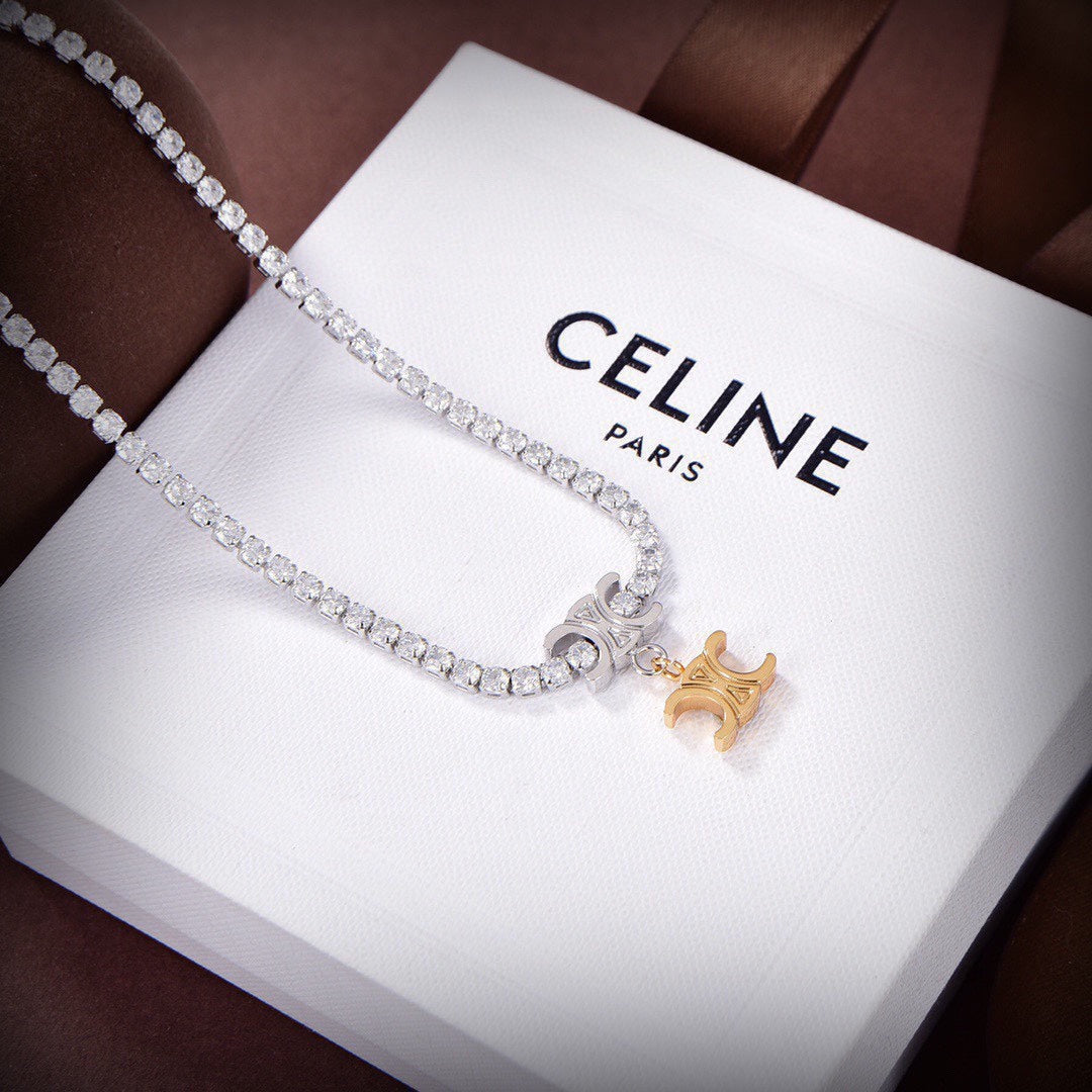 Celine Crystals Link 18K Gold Necklace