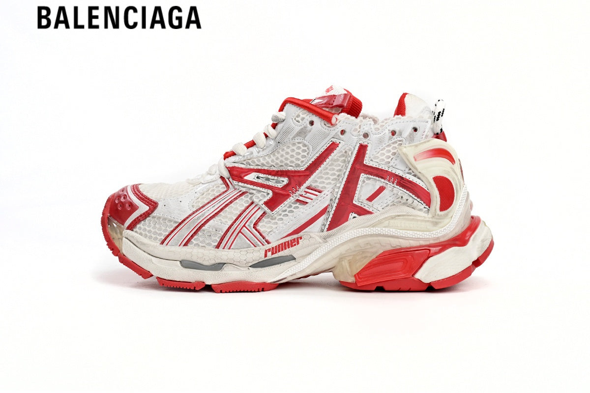 Balenciaga Runner Sneaker ¡ª White Mesh & Red Synthetic Overlays