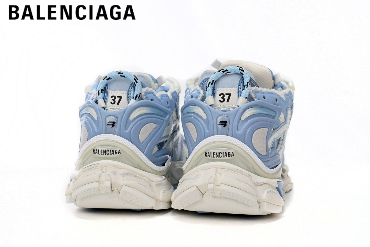 Balenciaga Runner men's shoes  women sneakers ¡ª Light Blue / White