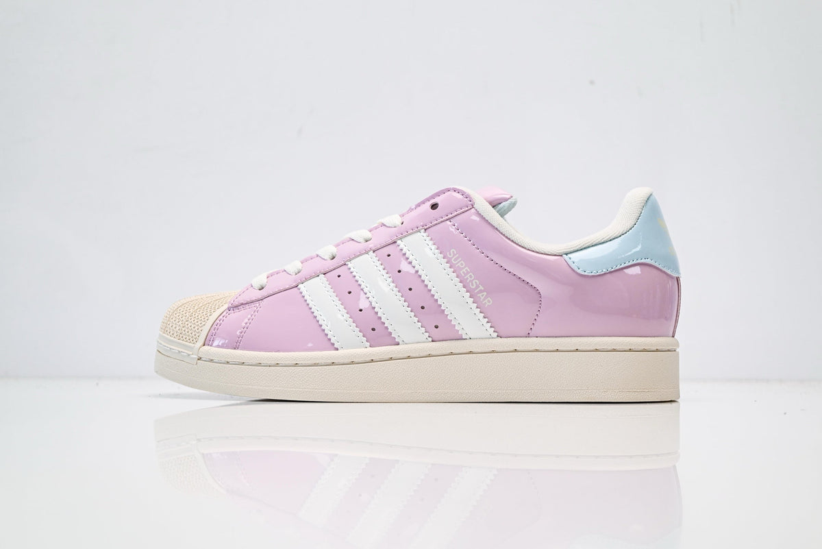 adidas Originals Superstar ¨C Lilac Pink Patent & Baby Blue Heel with Off-White 3-Stripes Shell Toe