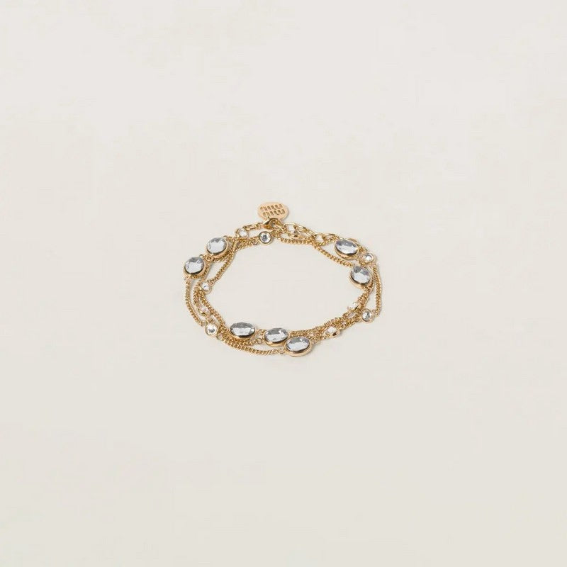 Miu Metal Crystals 18K Gold Bracelet