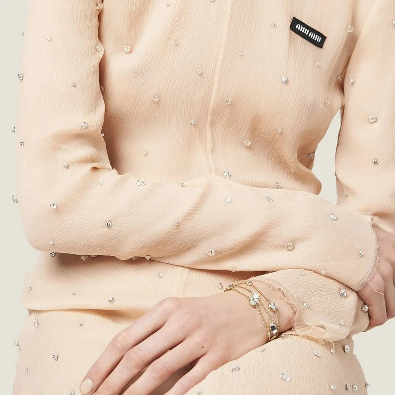 Miu Metal Crystals 18K Gold Bracelet