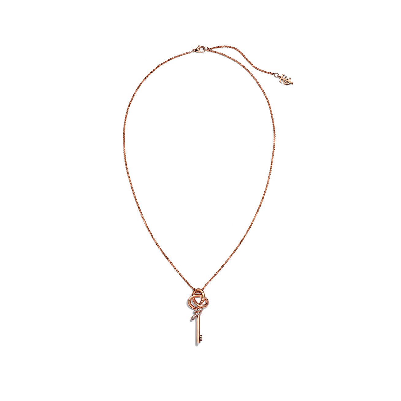 Tiffany Keys Woven Diamonds Medium 18K Gold Necklace