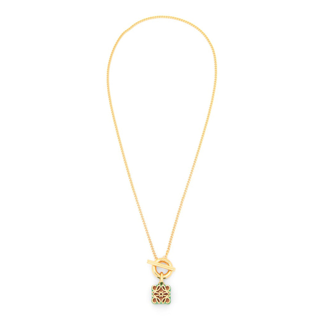 LOEWE Anagram Pendant 18K Gold Necklace