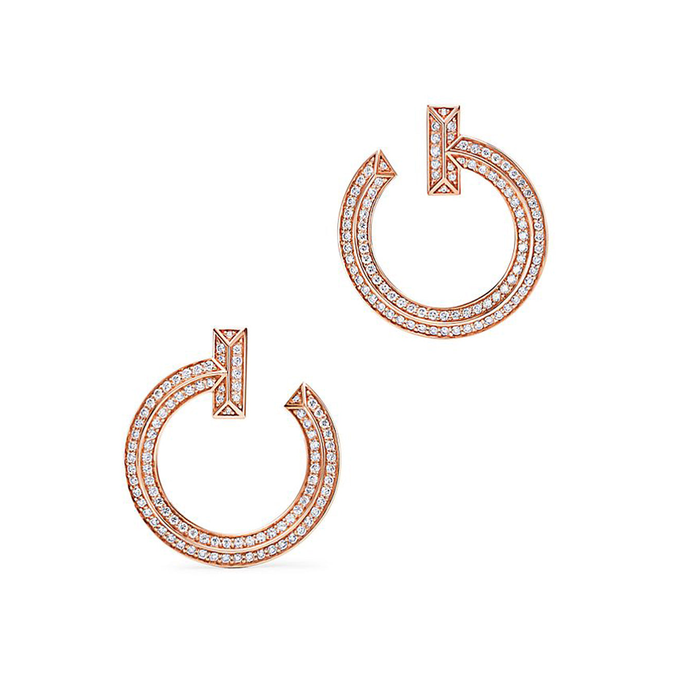 Tiffany T1 Open Hoop 18K Rose Gold Earrings