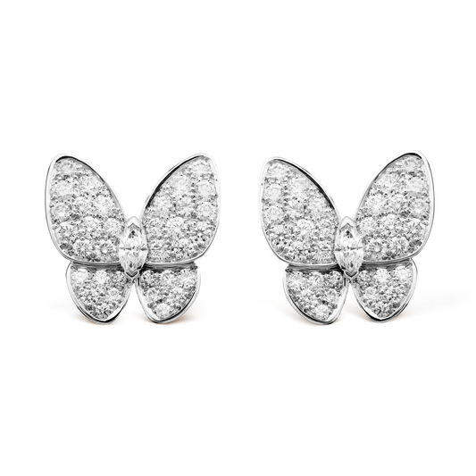Two Butterfly Diamonds 18K Gold Earrings