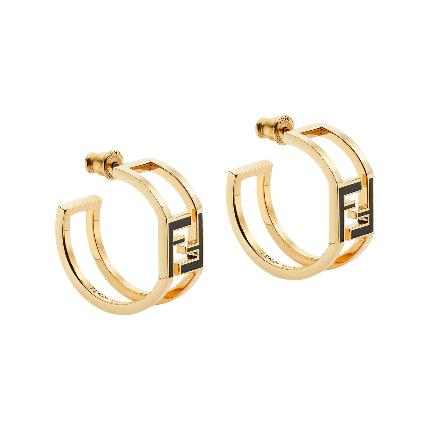 Fendi Forever Oval 18K Gold Earrings