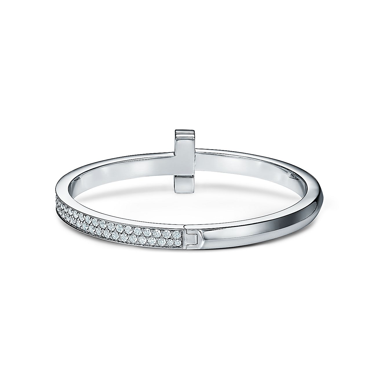 T1 Wide Diamond Hinged 18K Gold Bracelet