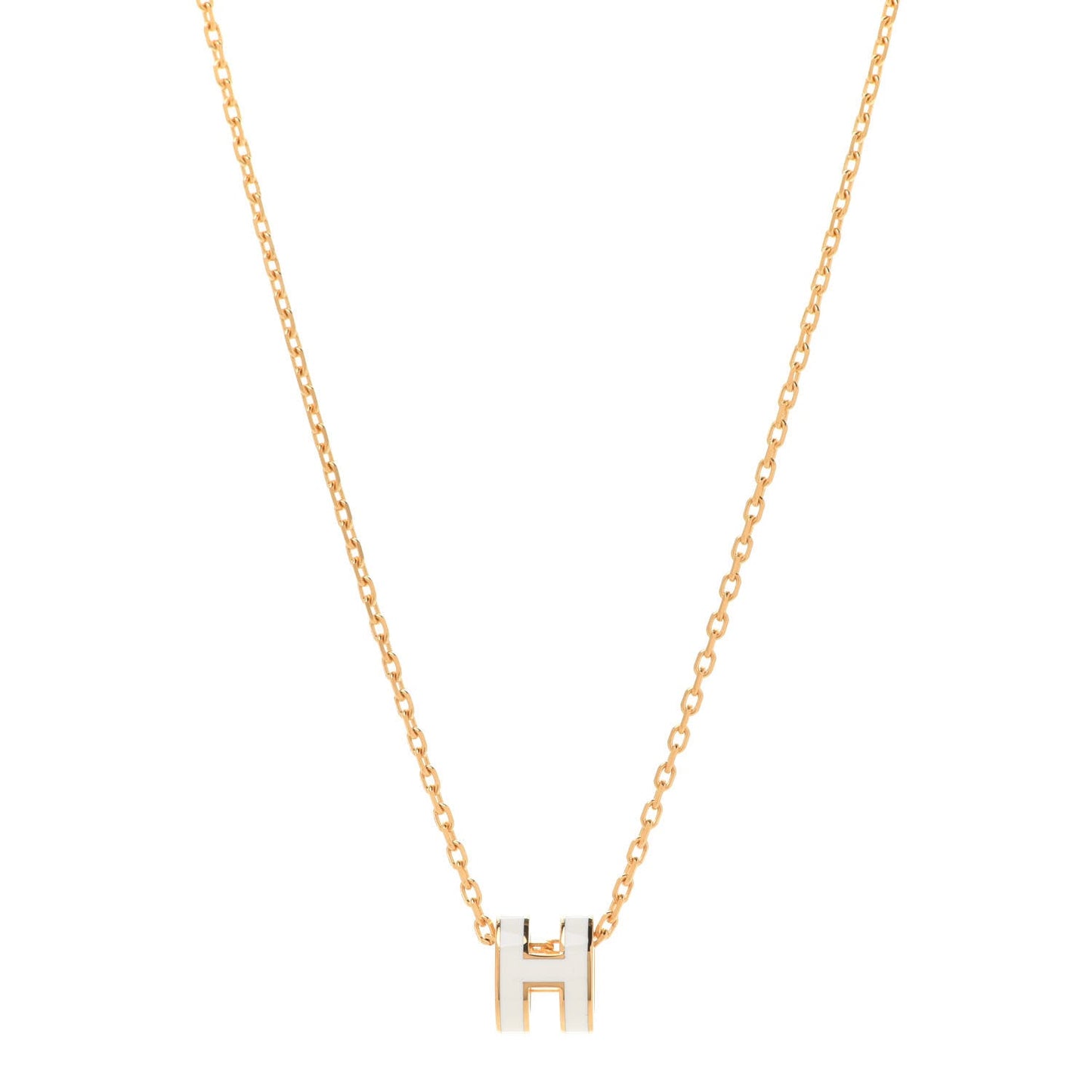 Hermes Mini Pop White 18K Gold Necklace