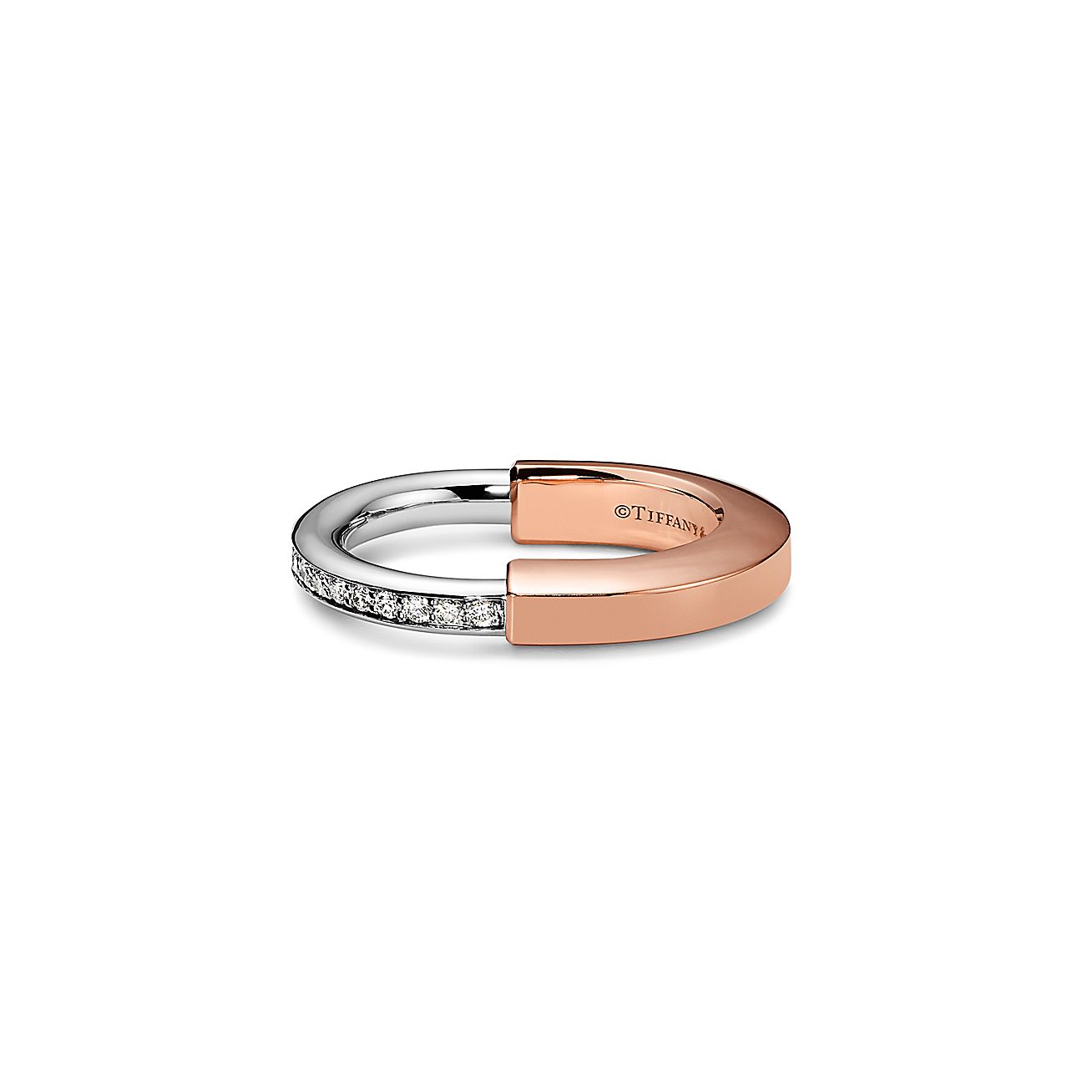 Tiffany Lock Diamond 18K Rose Gold Ring