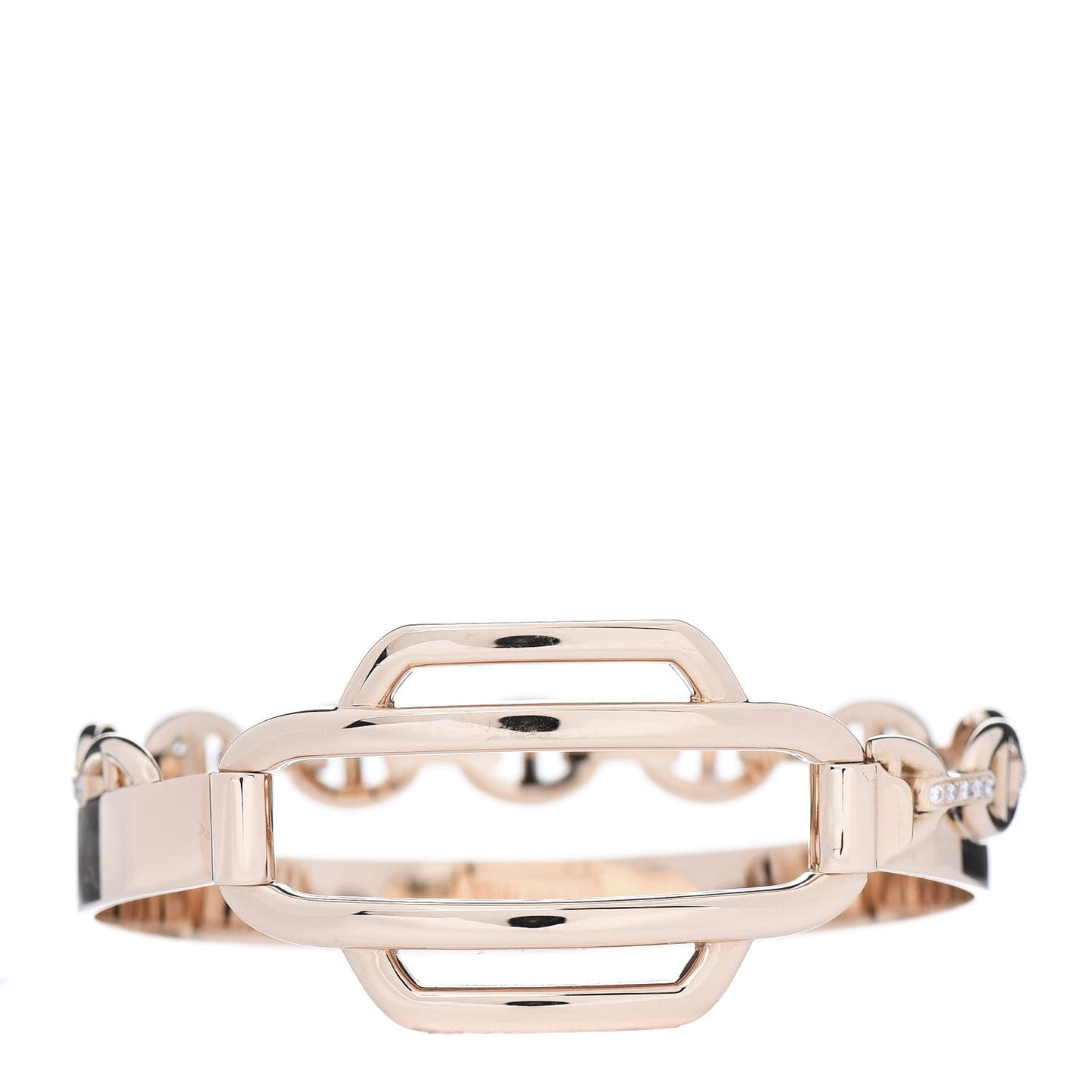 Hermes Kelly Double Tour Diamond 18K Gold Bracelet