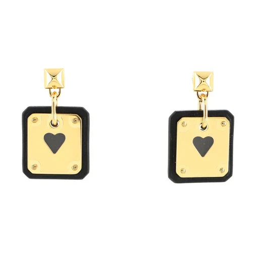 Hermes As De Celine Black 18K Gold Earrings