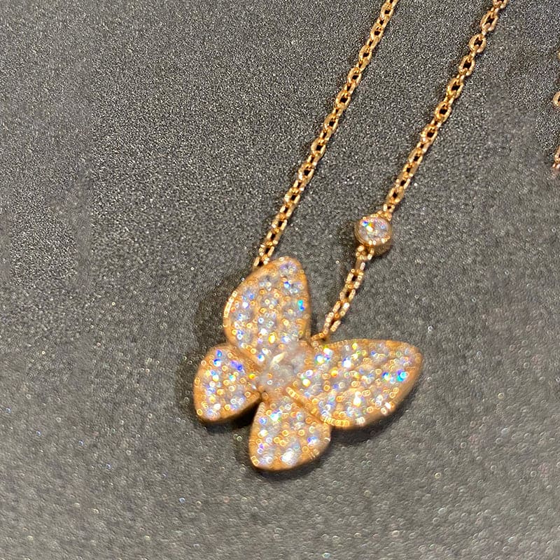 Two Butterfly 18K Gold Necklace