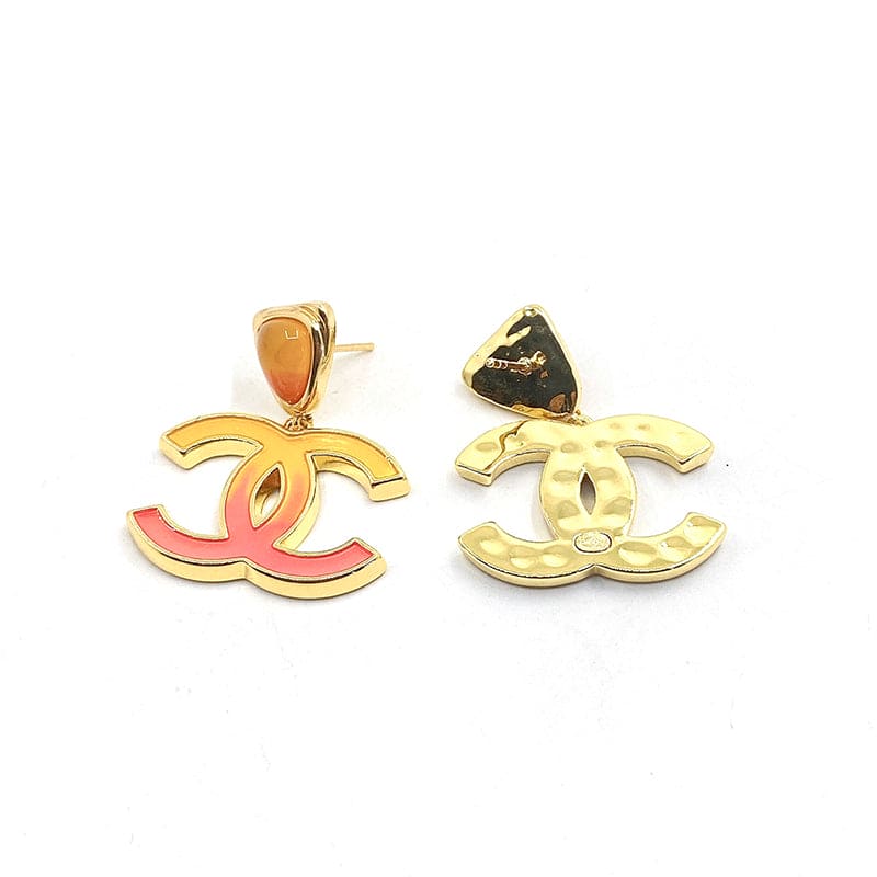 Chanel Classic Peach Dangle 18K Gold Earrings