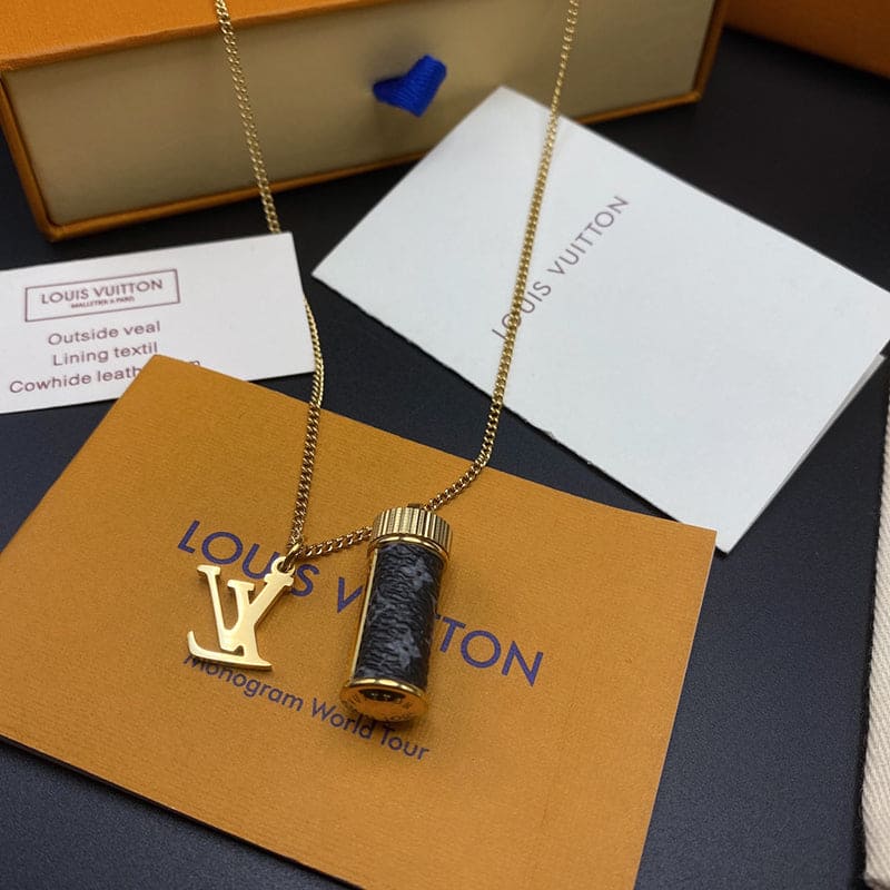 Louis Vuitton Monogram Eclipse Charms 18K Gold Necklace