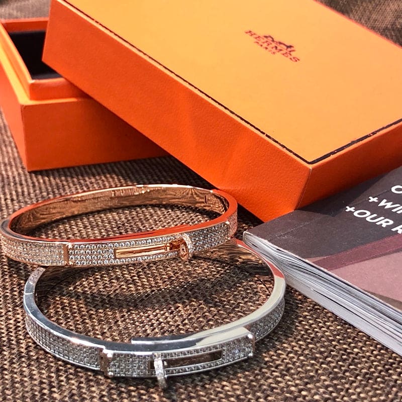 Hermes Kelly Diamonds 18K Rose Gold Bracelet