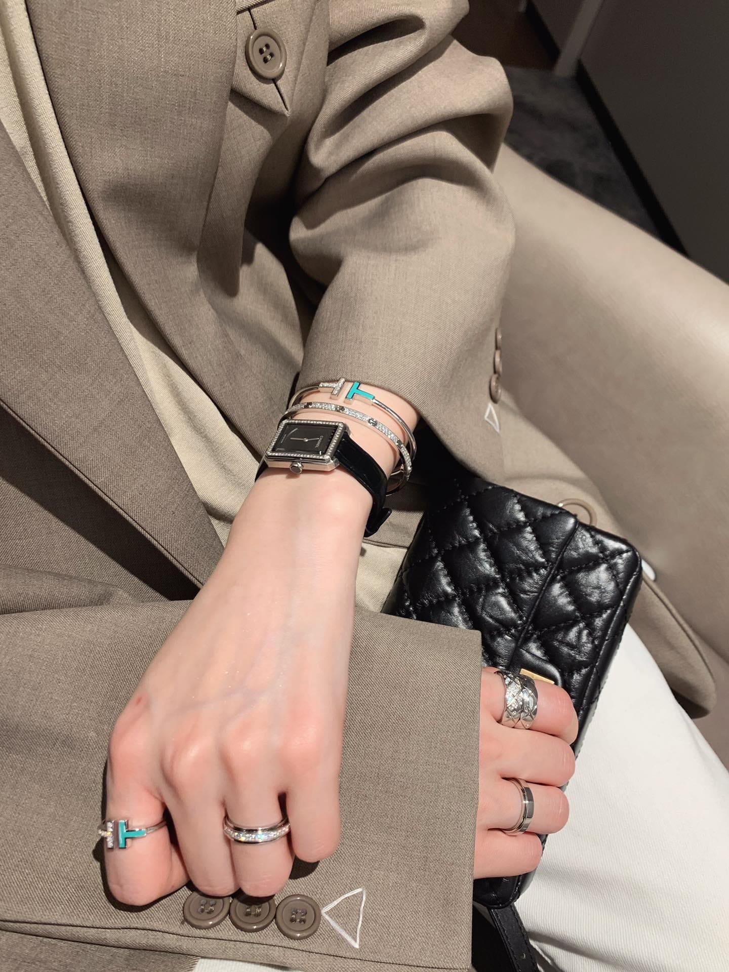 Tiffany Diamond and Turquoise Wire 18K Gold Bracelet