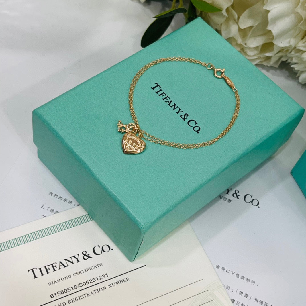 Tiffany Heart Tag Key 18K Gold Bracelet