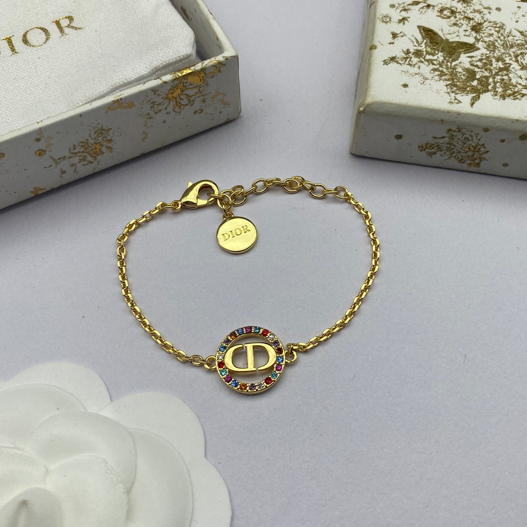 Dior Petit Multicolor Crystals 18K Gold Bracelet