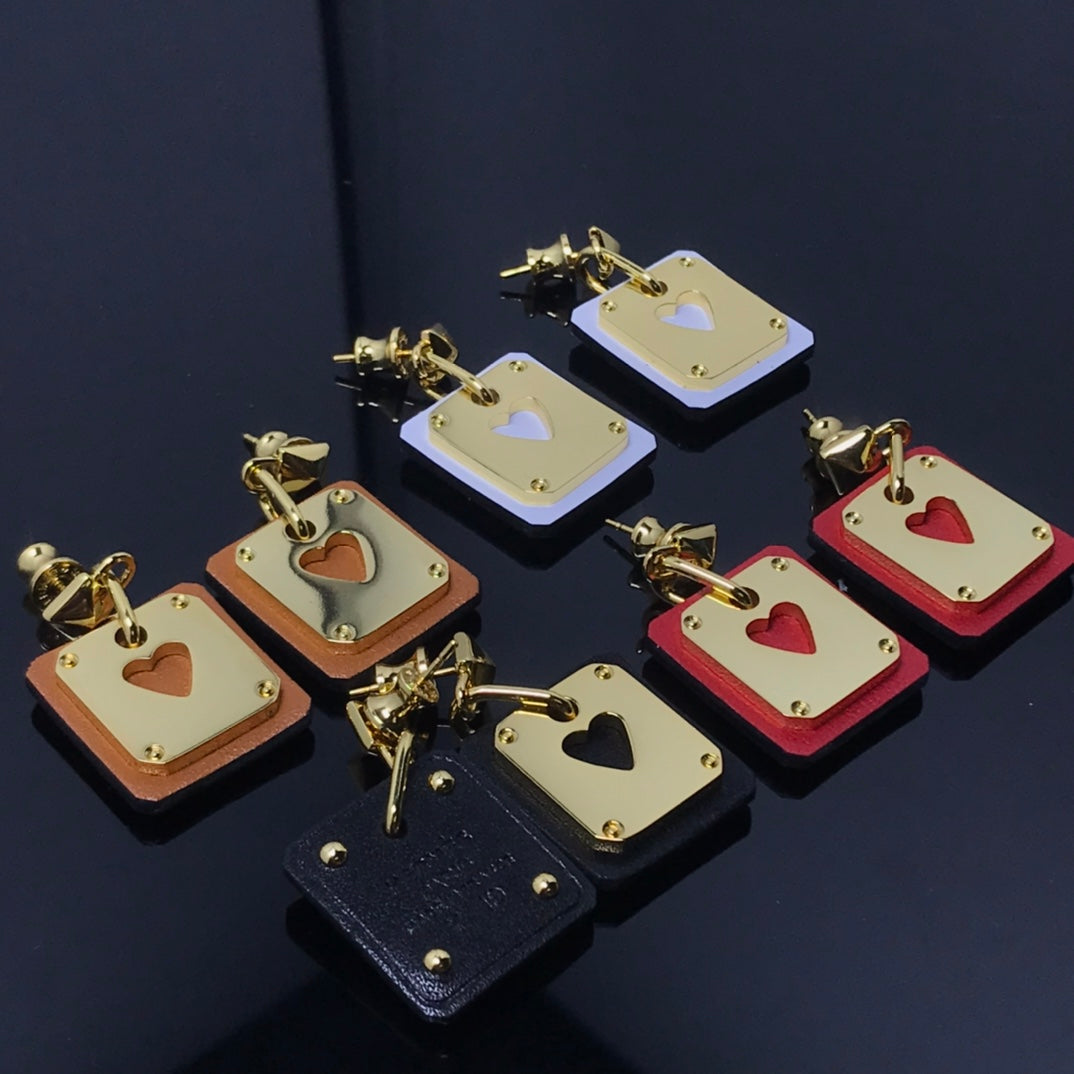 Hermes As De Celine Red 18K Gold Earrings