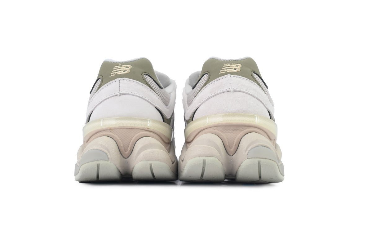 New Balance 9060 Women's & Men's White Olive Beige Chunky Retro Sneakers