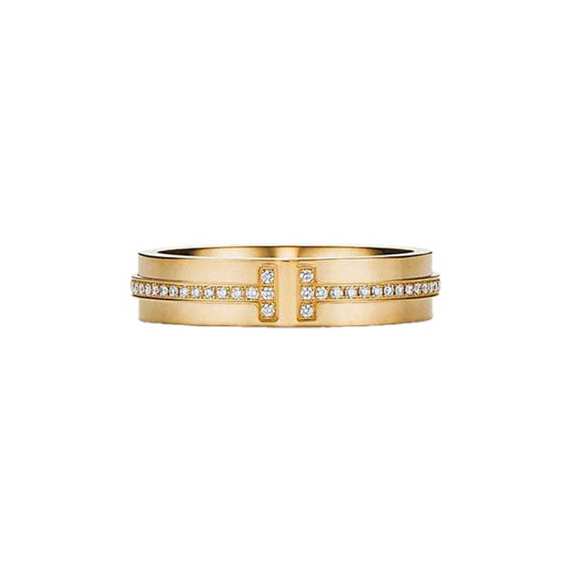 Tiffany Narrow Diamond 18K Yellow Gold Ring