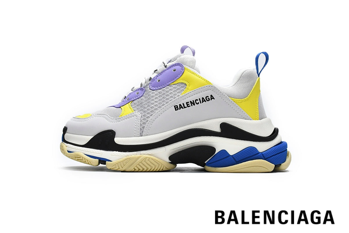 Balenciaga Triple S men's shoes  women sneakers ¨C Grey, Yellow & Purple