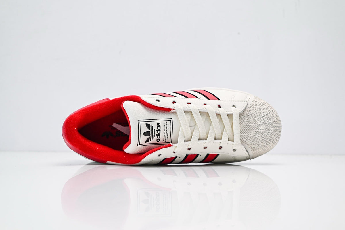 adidas Originals Superstar ¨C White with Red 3-Stripes & Gum Brown Shell Toe