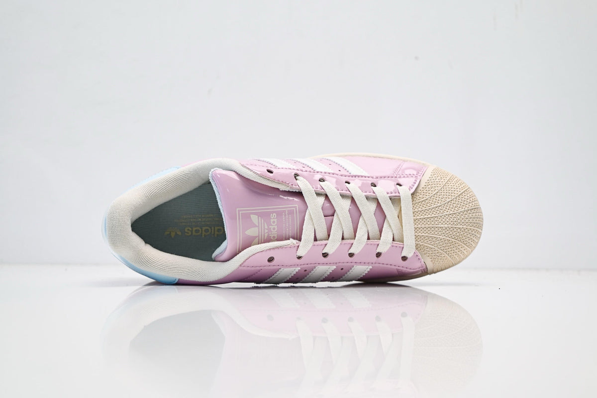 adidas Originals Superstar ¨C Lilac Pink Patent & Baby Blue Heel with Off-White 3-Stripes Shell Toe