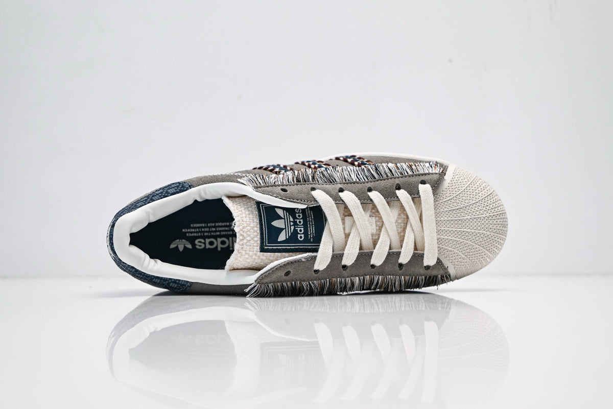 adidas Originals Superstar ¨C Grey Suede with Multi-Color Webbing & White Shell Toe