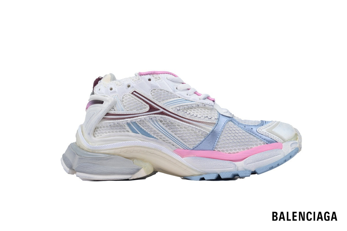 Balenciaga Runner men's shoes  women sneakers ¨C White, Light Blue & Pink