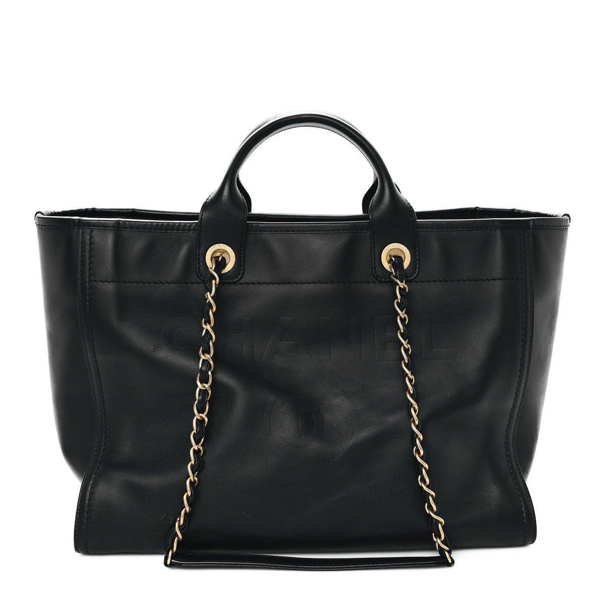 Calfskin Medium Deauville Tote Black