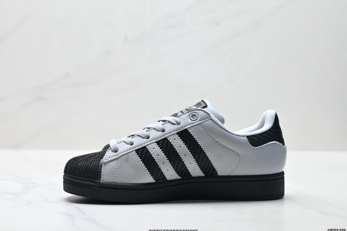 adidas Originals Superstar ¡ª Light Grey & Black Woven | White Shell Toe