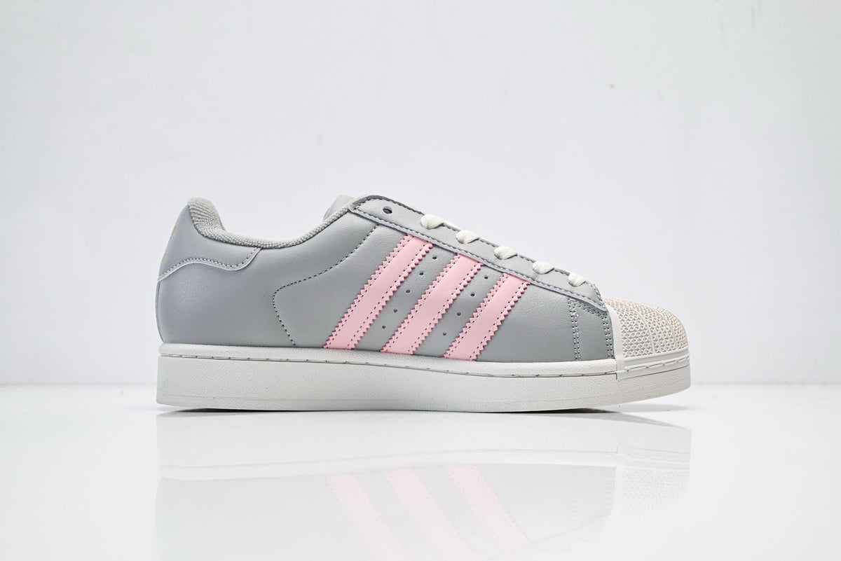 adidas Originals Superstar ¡ª Light Gray & Pink 3-Stripes | Off-White Shell Toe