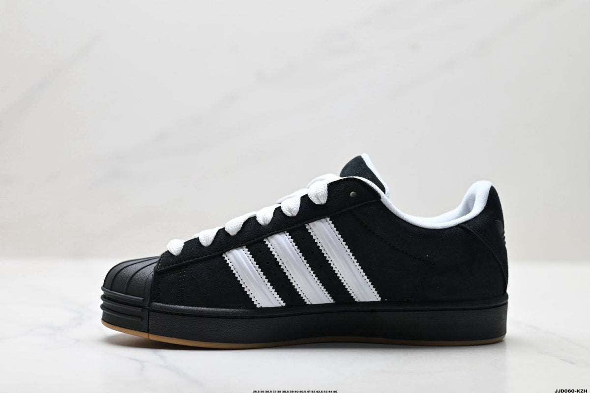 adidas Originals Superstar ¡ª Black Suede & White | Gum Shell Toe