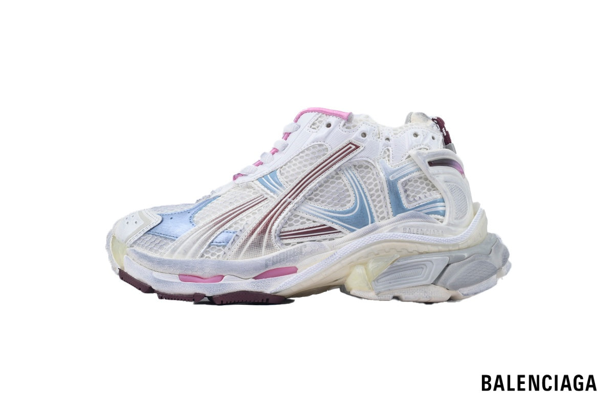Balenciaga Runner men's shoes  women sneakers ¨C White, Light Blue & Pink