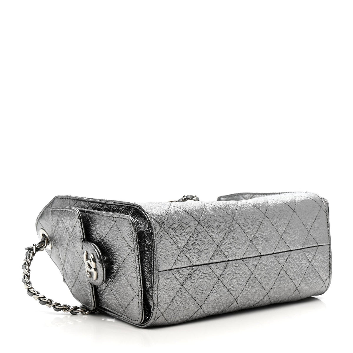 Metallic Caviar Quilted Mini Chanel 25 Handbag Anthracite