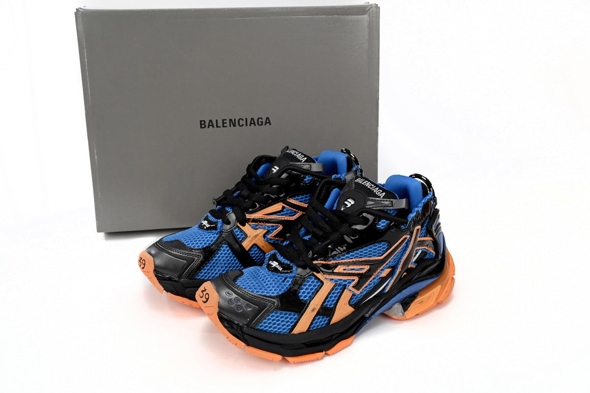Balenciaga men's shoes Track Runner Sneaker ¨C Distressed Low-Top balenciaga runners Deep Blue-Orange