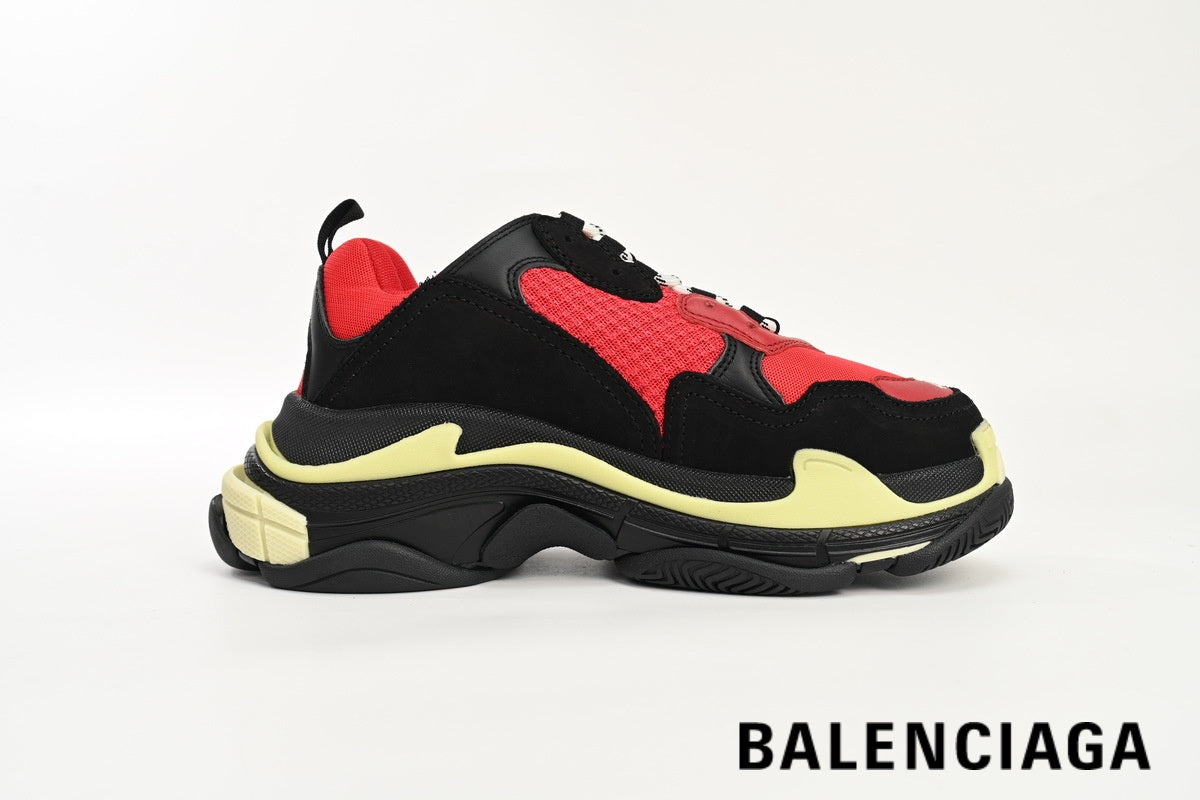 Balenciaga Triple S men's shoes  women sneakers¨C Black & Red
