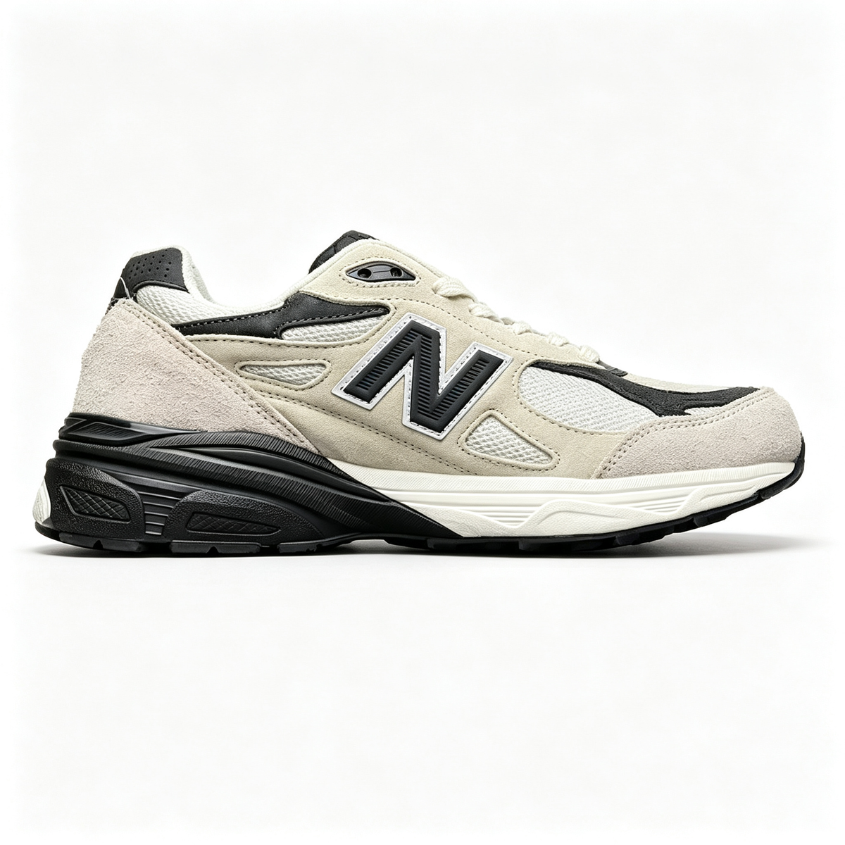 JJJJound x New Balance 990v3 Moonbeam Women's & Men's Cream Black Retro Sneakers