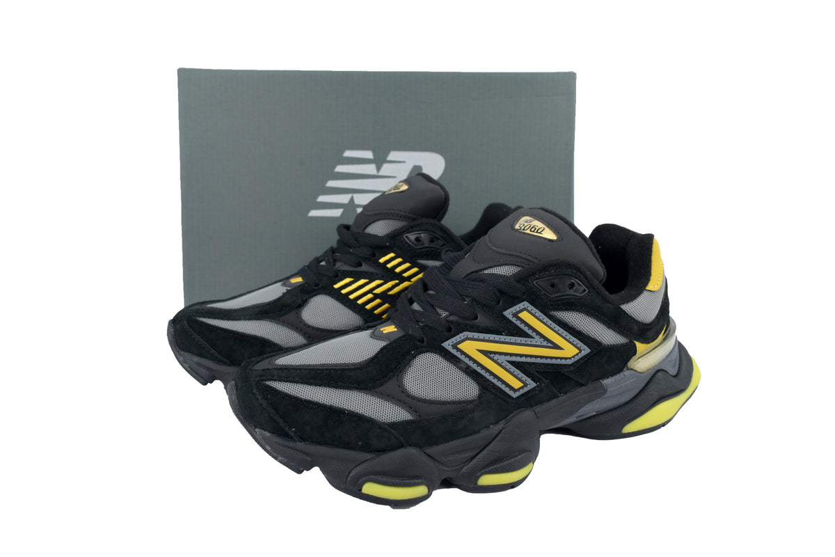 New Balance 9060 Women's & Men's Black & Yellow Chunky Retro Sneakers