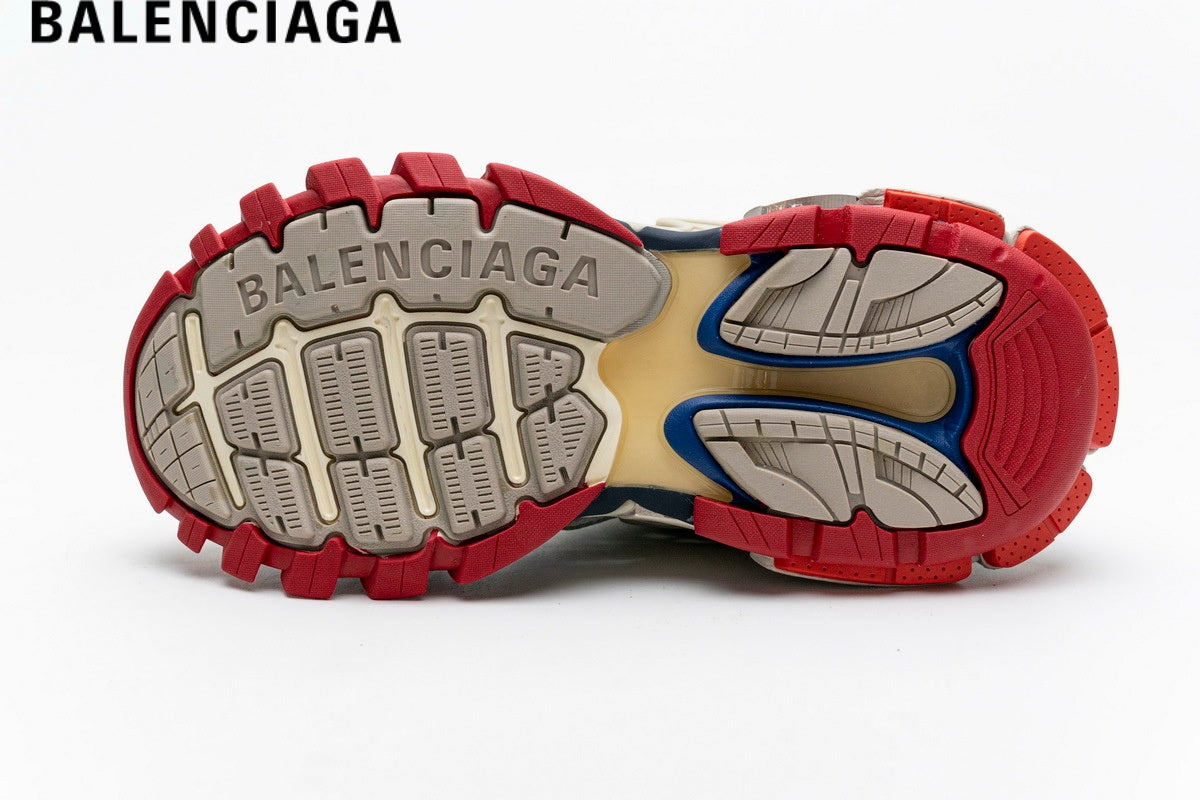 Balenciaga Track men's shoes  women sneakers - Beige, Blue & Red