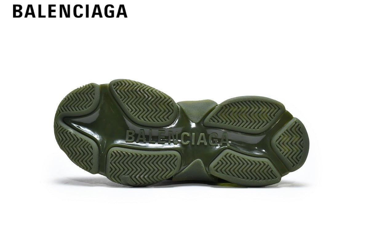 Balenciaga Triple S men's shoes  women sneakers ¡ª Army Green, Clear Sole