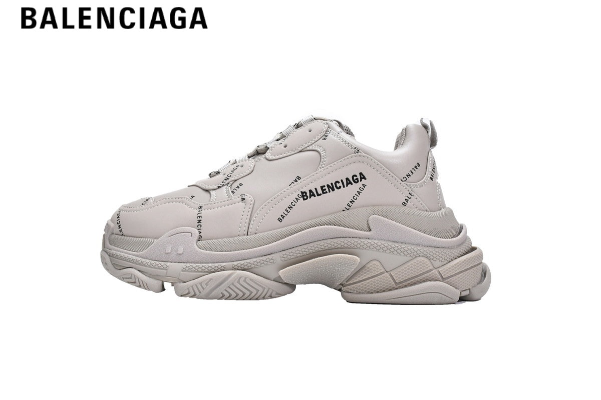 Balenciaga Triple S men's shoes  women sneakersr ¡ª Light Grey, All-Over Logo