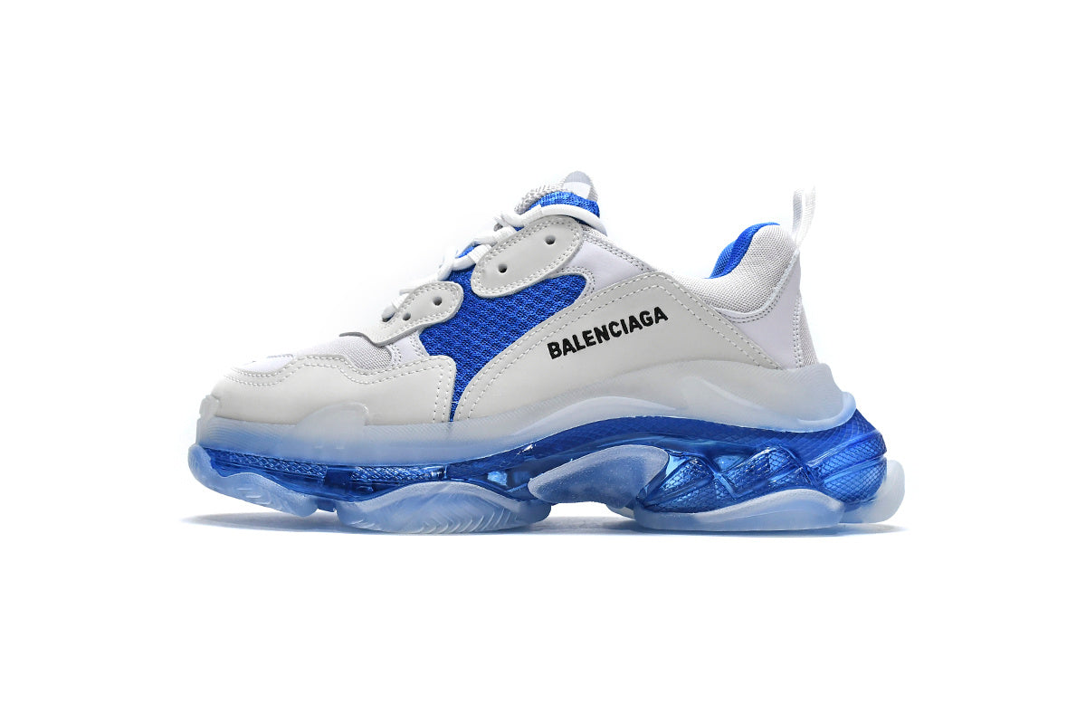 Balenciaga men's shoes Track Triple S Clear Sole Sneakers balenciaga runners  White and blue